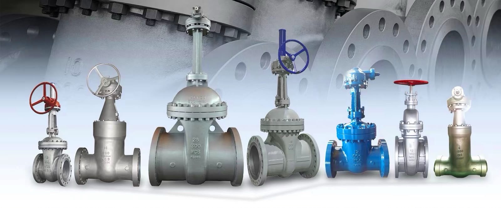 Industrial valves in several sizes